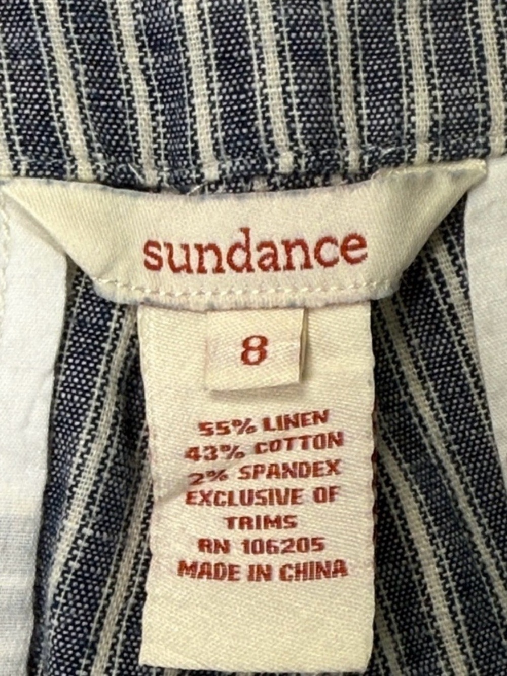 EUC Sundance Blue & White Pinstripe Wide-Leg Linen Pants - Picture 3 of 11